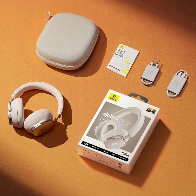TV, Audio-Video si Foto - Portabile audio - Casti audio - Casti Wireless Over-Ear Baseus Inspire XH1, ANC, Dolby Audio, Bluetooth 6.1, autonomie 100h, alb - Infinity.ro