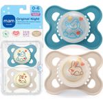 Jucarii, Copii si Bebe - Hrana si alaptare - Biberoane, suzete si accesorii hranire - Suzete si accesorii - Set 2 suzete ortodontice MAM Original Night Planet Love, 3-6 luni, silicon, fosforescent, Albastru/Crem - Infinity.ro