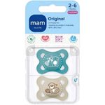 Jucarii, Copii si Bebe - Hrana si alaptare - Biberoane, suzete si accesorii hranire - Suzete si accesorii - Set 2 suzete ortodontice MAM Original Planet Love, 3-6 luni, silicon, Albastru/Crem - Infinity.ro