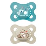 Jucarii, Copii si Bebe - Hrana si alaptare - Biberoane, suzete si accesorii hranire - Suzete si accesorii - Set 2 suzete ortodontice MAM Original Planet Love, 3-6 luni, silicon, Albastru/Crem - Infinity.ro