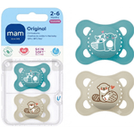 Jucarii, Copii si Bebe - Hrana si alaptare - Biberoane, suzete si accesorii hranire - Suzete si accesorii - Set 2 suzete ortodontice MAM Original Planet Love, 3-6 luni, silicon, Albastru/Crem - Infinity.ro
