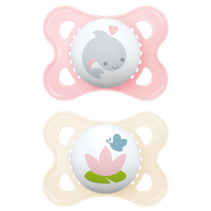 Jucarii, Copii si Bebe - Hrana si alaptare - Biberoane, suzete si accesorii hranire - Suzete si accesorii - Set 2 suzete ortodontice MAM Original Sealife, 2-6 luni, silicon, Roz/Crem - Infinity.ro