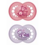 Jucarii, Copii si Bebe - Hrana si alaptare - Biberoane, suzete si accesorii hranire - Suzete si accesorii - Set 2 suzete ortodontice MAM Original Planet Love, 6-18 luni, silicon, Roz/Lila - Infinity.ro