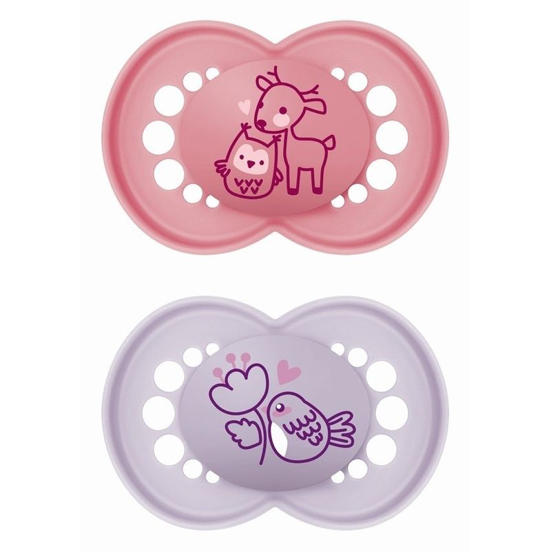 Jucarii, Copii si Bebe - Hrana si alaptare - Biberoane, suzete si accesorii hranire - Suzete si accesorii - Set 2 suzete ortodontice MAM Original Planet Love, 6-18 luni, silicon, Roz/Lila - Infinity.ro