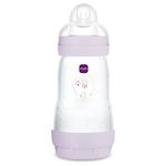 Jucarii, Copii si Bebe - Hrana si alaptare - Biberoane, suzete si accesorii hranire - Biberoane, tetine si accesorii - Biberon anticolici MAM Perfect Start, 260 ml, tetina silicon SkinSoft, Lila - Infinity.ro
