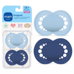 Jucarii, Copii si Bebe - Hrana si alaptare - Biberoane, suzete si accesorii hranire - Suzete si accesorii - Set 2 suzete ortodontice MAM Original, 16-36 luni, silicon, Albastru/Bleu - Infinity.ro