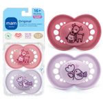 Jucarii, Copii si Bebe - Hrana si alaptare - Biberoane, suzete si accesorii hranire - Suzete si accesorii - Set 2 suzete ortodontice MAM Original Planet Love, 16-36 luni, silicon, Roz/Lila - Infinity.ro