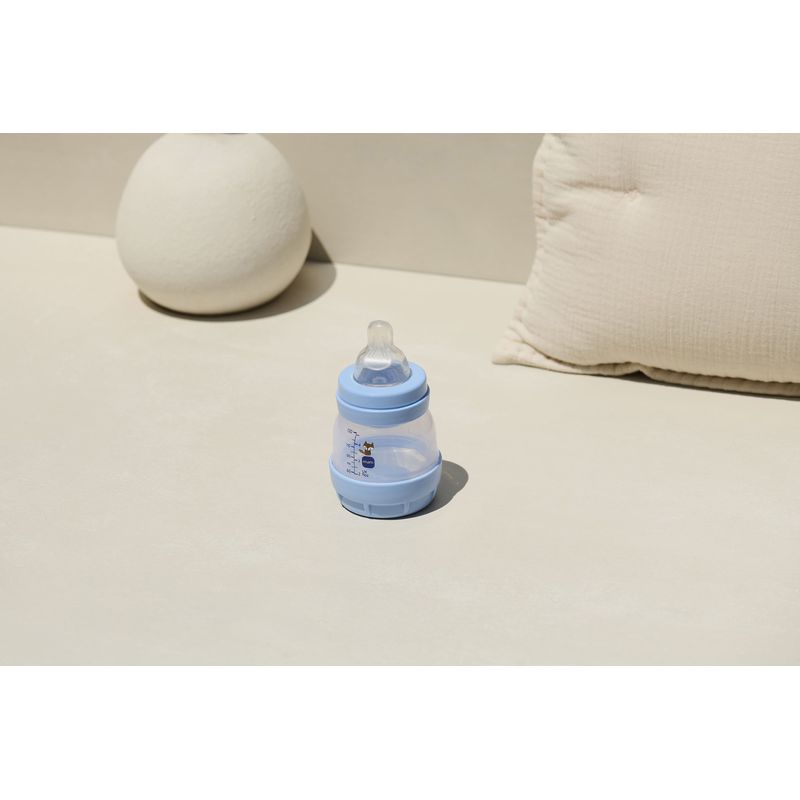 Jucarii, Copii si Bebe - Hrana si alaptare - Biberoane, suzete si accesorii hranire - Biberoane, tetine si accesorii - Biberon anticolici MAM Perfect Start, 130ml, tetina silicon, auto-sterilizare, albastru - Infinity.ro