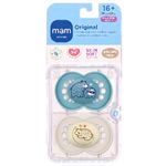 Jucarii, Copii si Bebe - Hrana si alaptare - Biberoane, suzete si accesorii hranire - Suzete si accesorii - Set 2 suzete ortodontice MAM Original Day&Night Planet Love, 16-36 luni, silicon, albastru - Infinity.ro