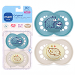 Jucarii, Copii si Bebe - Hrana si alaptare - Biberoane, suzete si accesorii hranire - Suzete si accesorii - Set 2 suzete ortodontice MAM Original Day&Night Planet Love, 16-36 luni, silicon, albastru - Infinity.ro