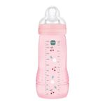 Jucarii, Copii si Bebe - Hrana si alaptare - Biberoane, suzete si accesorii hranire - Biberoane, tetine si accesorii - Biberon anticolici MAM Easy Active Pattern Fruits, 330 ml, tetina silicon, roz - Infinity.ro