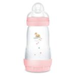Jucarii, Copii si Bebe - Hrana si alaptare - Biberoane, suzete si accesorii hranire - Biberoane, tetine si accesorii - Biberon anticolici MAM Perfect Start Sealife, 260 ml, tetina silicon, roz - Infinity.ro