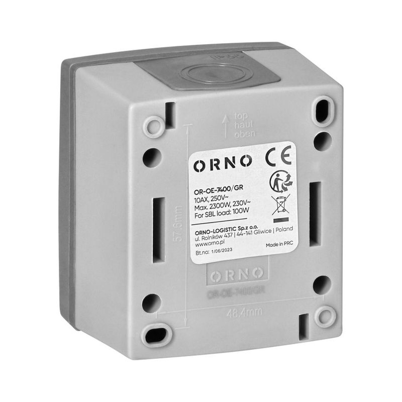 Casa si Gradina - Electrice - Distributie electrica si comanda - Intrerupatoare - Intrerupator simplu ORNO AQUATIC PRO OR-OE-7400/GR, 230V, 10A, IP55, Gri/Grafit - Infinity.ro