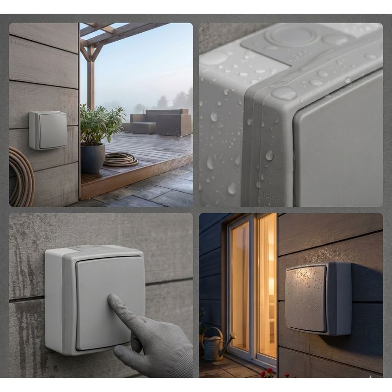 Casa si Gradina - Electrice - Distributie electrica si comanda - Intrerupatoare - Intrerupator simplu ORNO AQUATIC PRO OR-OE-7400/GR, 230V, 10A, IP55, Gri/Grafit - Infinity.ro