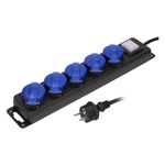 Casa si Gradina - Electrice - Accesorii electrice - Prelungitoare, triple, fise - Prelungitor electric ORNO OR-AE-13298(GS)/3M, 5 prize, 3680W, 3m, IP44, Negru/Albastru - Infinity.ro