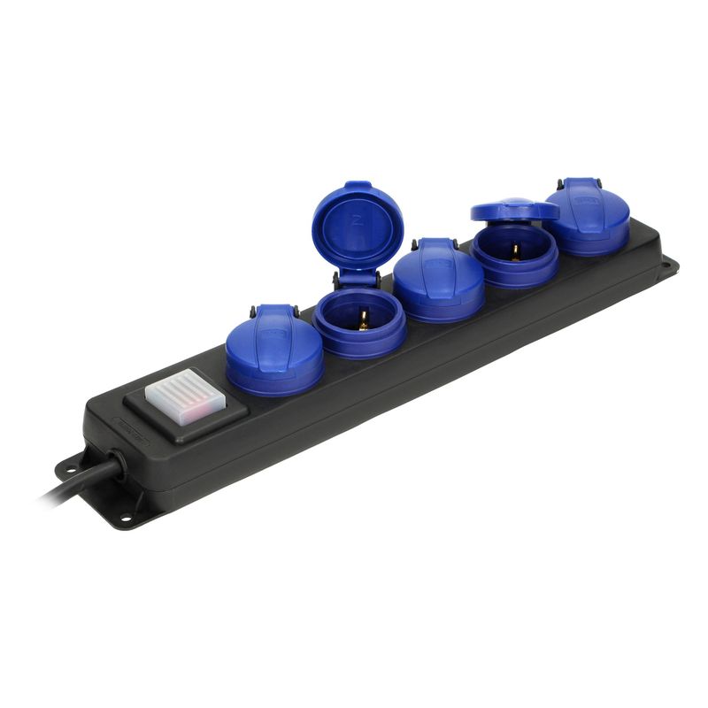Casa si Gradina - Electrice - Accesorii electrice - Prelungitoare, triple, fise - Prelungitor electric ORNO OR-AE-13298(GS)/3M, 5 prize, 3680W, 3m, IP44, Negru/Albastru - Infinity.ro