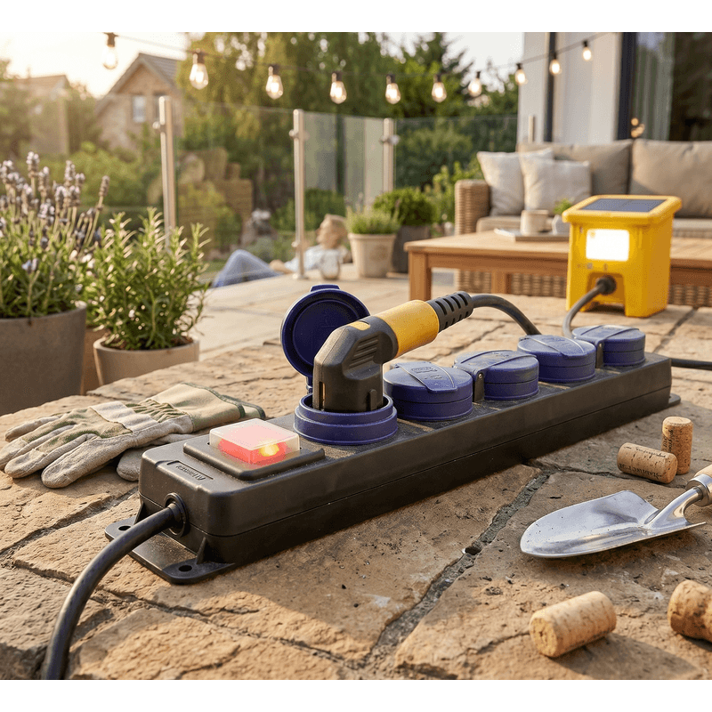 Casa si Gradina - Electrice - Accesorii electrice - Prelungitoare, triple, fise - Prelungitor electric ORNO OR-AE-13298(GS)/3M, 5 prize, 3680W, 3m, IP44, Negru/Albastru - Infinity.ro