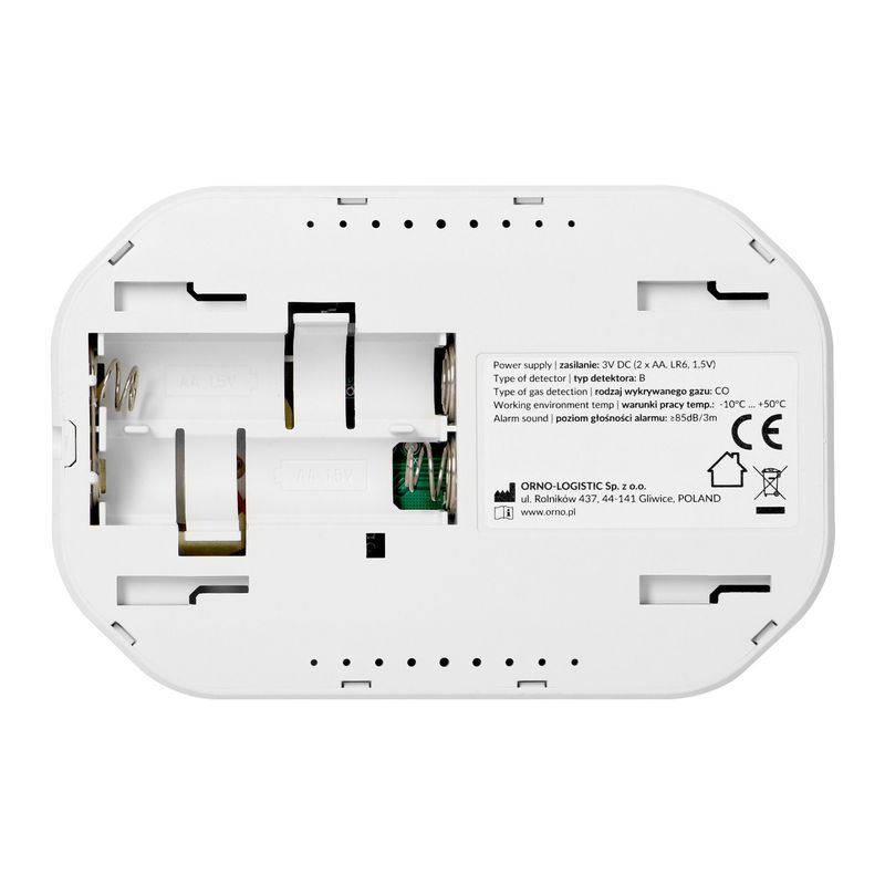 Casa si Gradina - Electrice - Smart Home - Centrale si module smart home - Detector de Monoxid de Carbon ORNO OR-DC-638, Ecran LCD, Baterii 2xAA, 85dB, Alb - Infinity.ro
