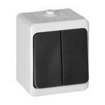 Casa si Gradina - Electrice - Distributie electrica si comanda - Intrerupatoare - Intrerupator dublu ORNO AQUATIC MINI OR-OE-7301/WB, 230V, 10A, IP54, montaj aparent, alb/negru - Infinity.ro