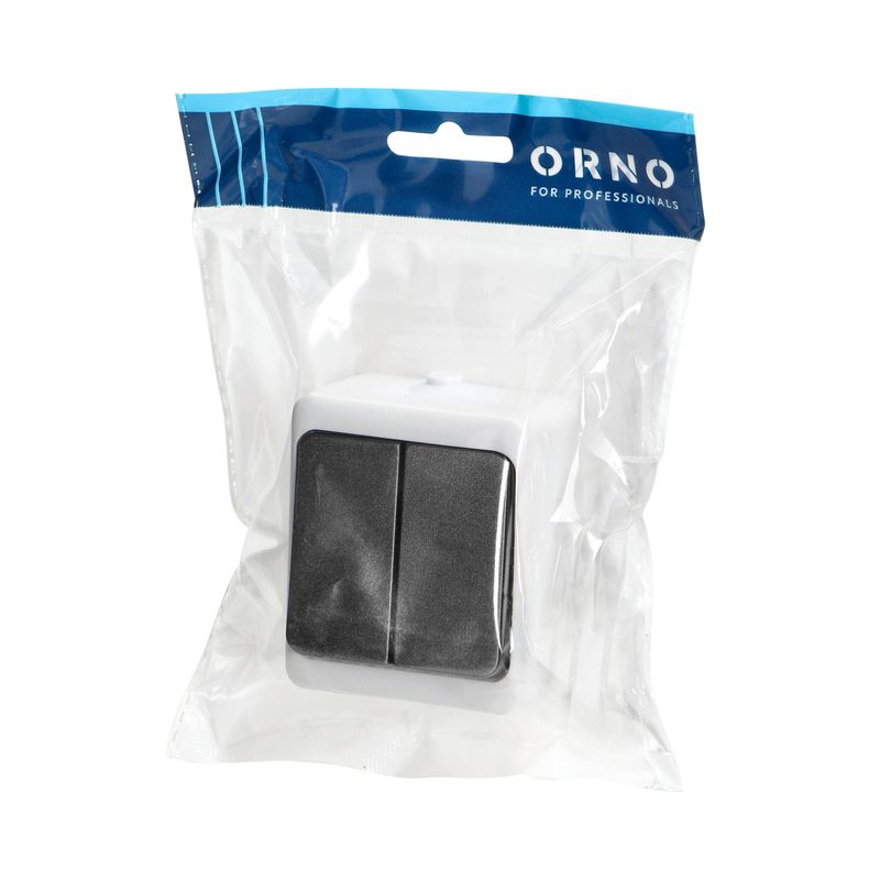 Casa si Gradina - Electrice - Distributie electrica si comanda - Intrerupatoare - Intrerupator dublu ORNO AQUATIC MINI OR-OE-7301/WB, 230V, 10A, IP54, montaj aparent, alb/negru - Infinity.ro