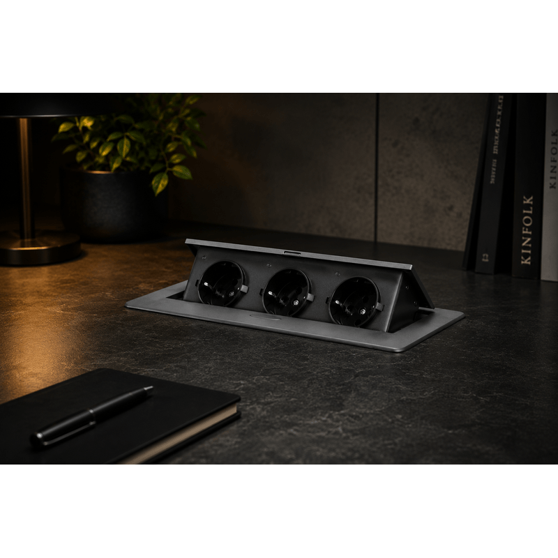 Casa si Gradina - Electrice - Prize - Priza mobilier incastrabila ORNO OR-GM-9032(GS)/GR, 3 prize Schuko, 3680W, grafit - Infinity.ro