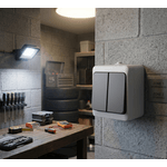 Casa si Gradina - Electrice - Distributie electrica si comanda - Intrerupatoare - Intrerupator dublu ORNO AQUATIC MINI OR-OE-7301/WB, 230V, 10A, IP54, montaj aparent, alb/negru - Infinity.ro