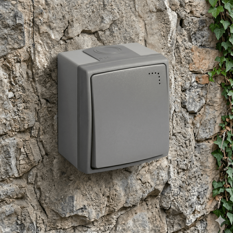 Casa si Gradina - Electrice - Distributie electrica si comanda - Intrerupatoare - Buton sonerie LED ORNO AQUATIC PRO, 230V, 10A, IP55, Gri/Grafit - Infinity.ro