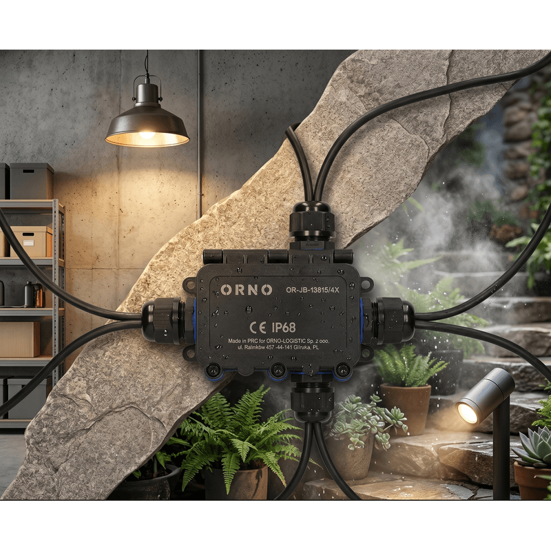 Casa si Gradina - Electrice - Accesorii electrice - Accesorii prize si intrerupatoare - Doza derivatie ORNO OR-JB-13815/4X, 4 intrari, IP68, neagra - Infinity.ro