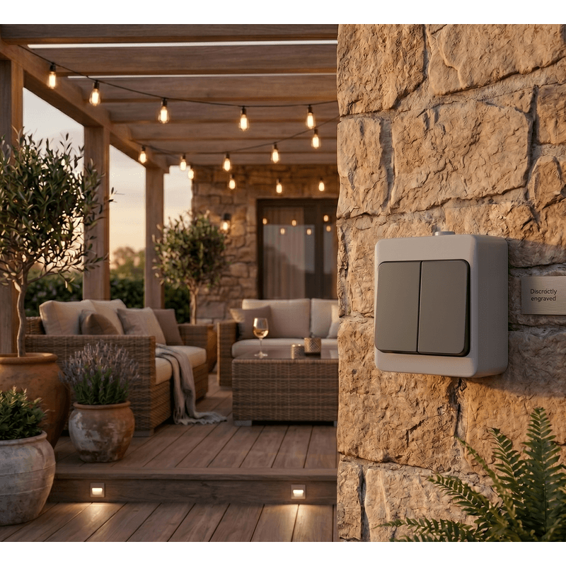 Casa si Gradina - Electrice - Distributie electrica si comanda - Intrerupatoare - Intrerupator dublu ORNO AQUATIC MINI OR-OE-7301/WB, 230V, 10A, IP54, montaj aparent, alb/negru - Infinity.ro