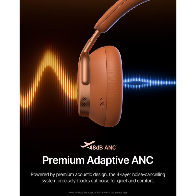TV, Audio-Video si Foto - Portabile audio - Casti audio - Casti Wireless Over-Ear Baseus Inspire XH1, ANC, Bluetooth 6.1, autonomie 100h, Sunset Coral - Infinity.ro