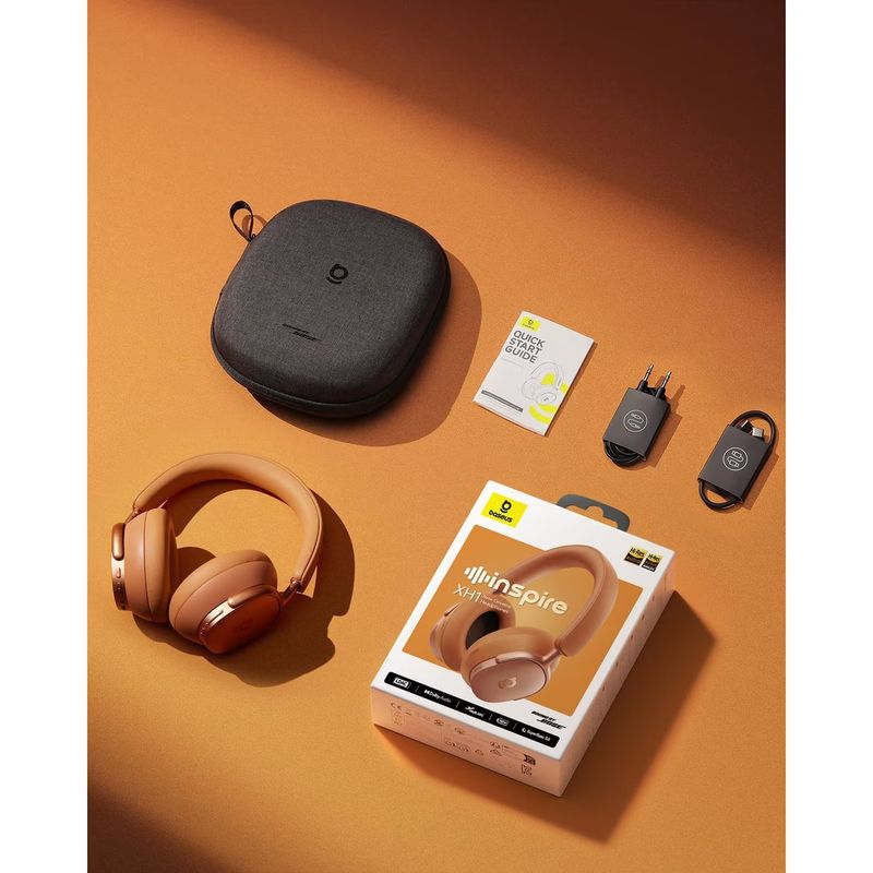 TV, Audio-Video si Foto - Portabile audio - Casti audio - Casti Wireless Over-Ear Baseus Inspire XH1, ANC, Bluetooth 6.1, autonomie 100h, Sunset Coral - Infinity.ro