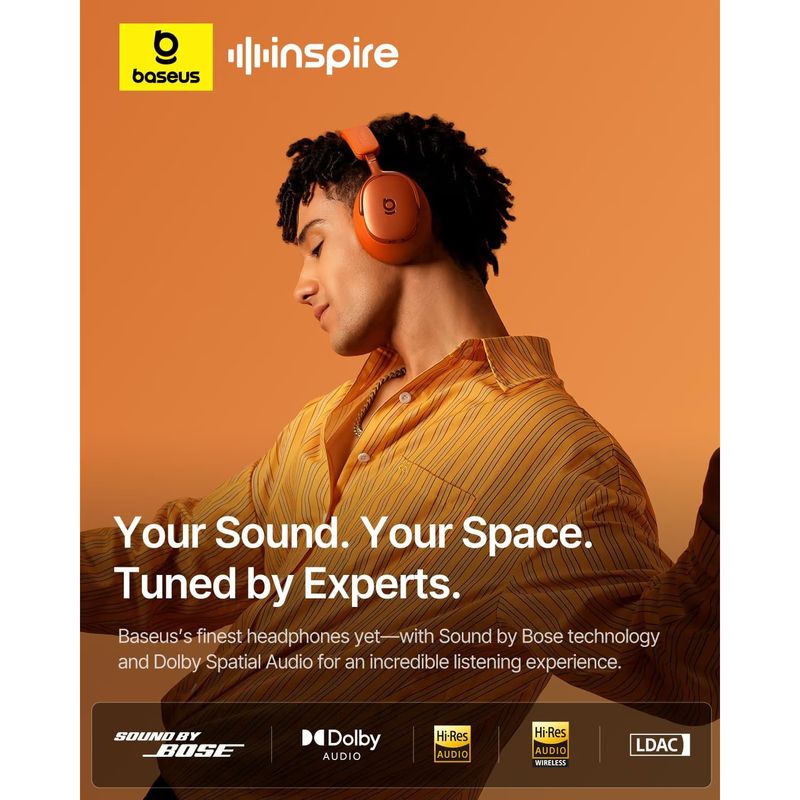TV, Audio-Video si Foto - Portabile audio - Casti audio - Casti Wireless Over-Ear Baseus Inspire XH1, ANC, Bluetooth 6.1, autonomie 100h, Sunset Coral - Infinity.ro