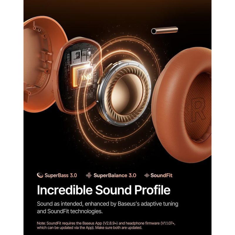 TV, Audio-Video si Foto - Portabile audio - Casti audio - Casti Wireless Over-Ear Baseus Inspire XH1, ANC, Bluetooth 6.1, autonomie 100h, Sunset Coral - Infinity.ro