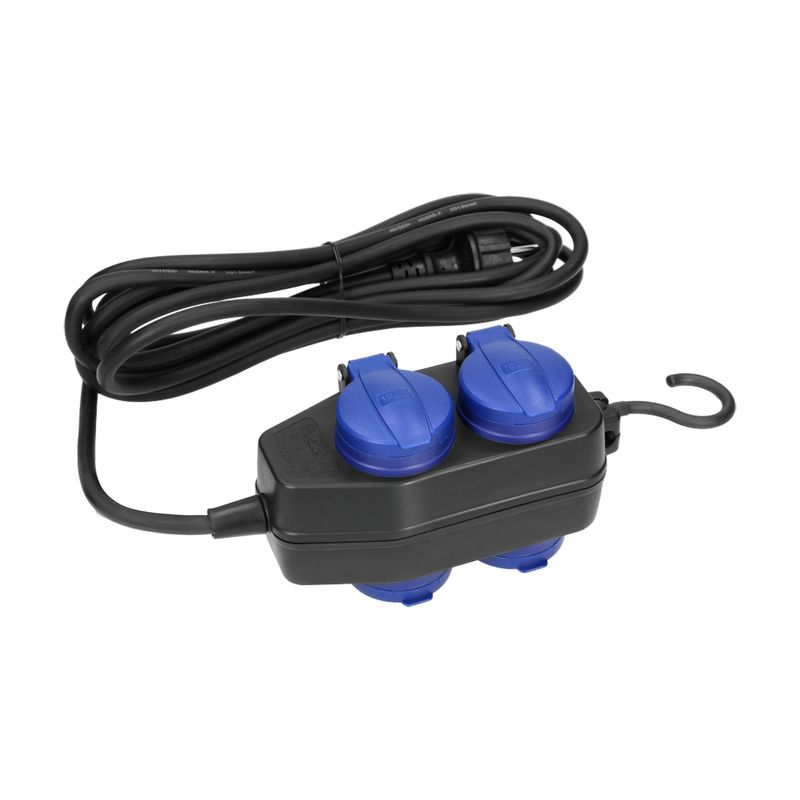 Casa si Gradina - Electrice - Accesorii electrice - Prelungitoare, triple, fise - Prelungitor electric ORNO OR-AE-13299(GS)/5M, 4 prize, 5m, IP44, Negru/Albastru - Infinity.ro