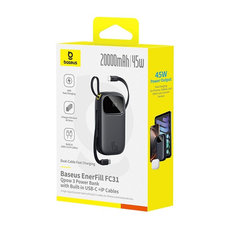 Laptop, Telefoane si Tablete - Telefoane mobile si accesorii - Accesorii Telefoane - Baterii externe - Baterie externa EnerFill FC31 Qpow3 Ultra, 20000mAh, 45W, Display LED, Negru - Infinity.ro