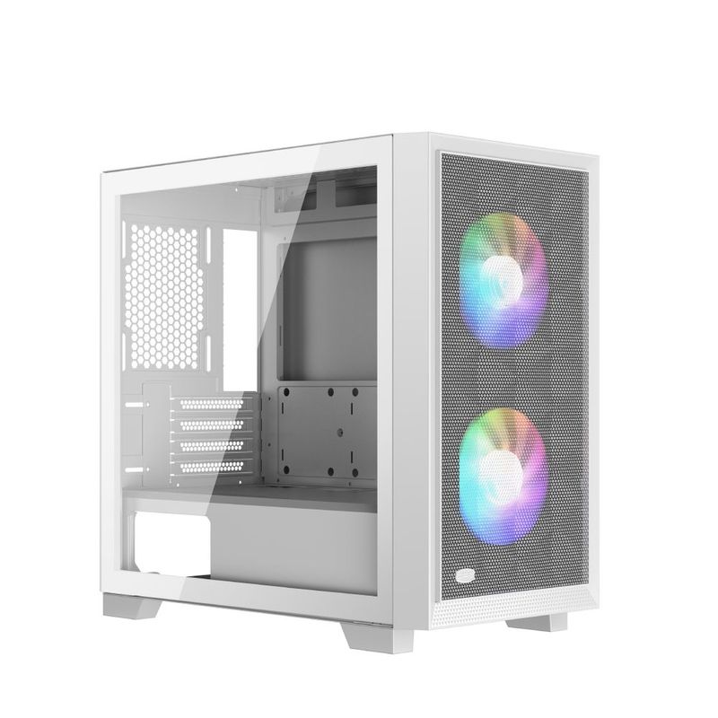 PC, gaming si accesorii - Componente PC - Componente - Carcase PC si server - Carcasa PCCOOLER Mini Tower, mATX, 2 ventilatoare ARGB, sticla securizata, alb - Infinity.ro