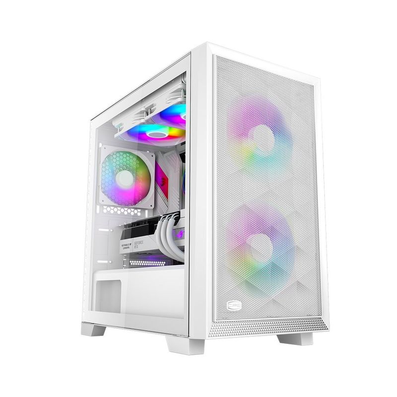 PC, gaming si accesorii - Componente PC - Componente - Carcase PC si server - Carcasa PCCOOLER Mini Tower, mATX, 2 ventilatoare ARGB, sticla securizata, alb - Infinity.ro