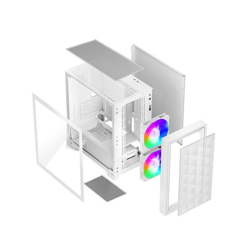 PC, gaming si accesorii - Componente PC - Componente - Carcase PC si server - Carcasa PCCOOLER Mini Tower, mATX, 2 ventilatoare ARGB, sticla securizata, alb - Infinity.ro