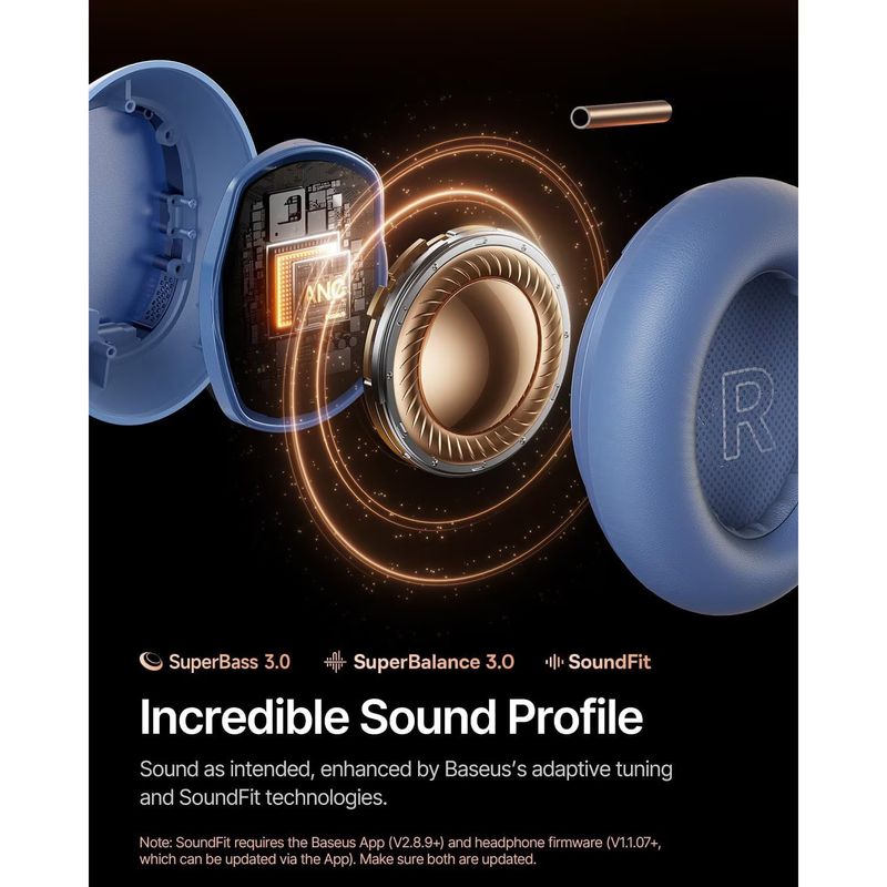TV, Audio-Video si Foto - Portabile audio - Casti audio - Casti Wireless Over-Ear Baseus Inspire XH1, ANC, Bluetooth 6.1, Autonomie 100h, Twilight Blue - Infinity.ro