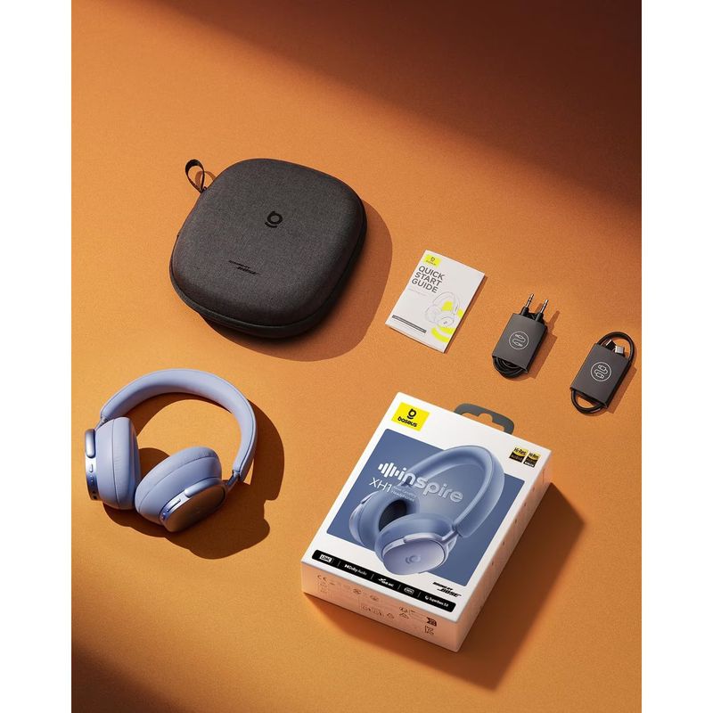 TV, Audio-Video si Foto - Portabile audio - Casti audio - Casti Wireless Over-Ear Baseus Inspire XH1, ANC, Bluetooth 6.1, Autonomie 100h, Twilight Blue - Infinity.ro