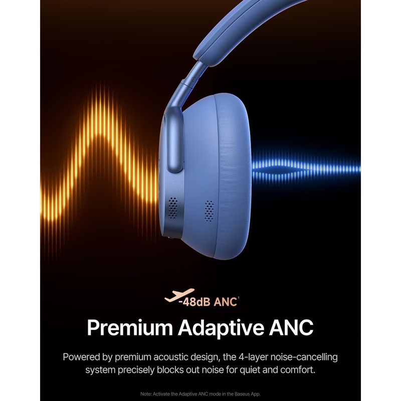 TV, Audio-Video si Foto - Portabile audio - Casti audio - Casti Wireless Over-Ear Baseus Inspire XH1, ANC, Bluetooth 6.1, Autonomie 100h, Twilight Blue - Infinity.ro