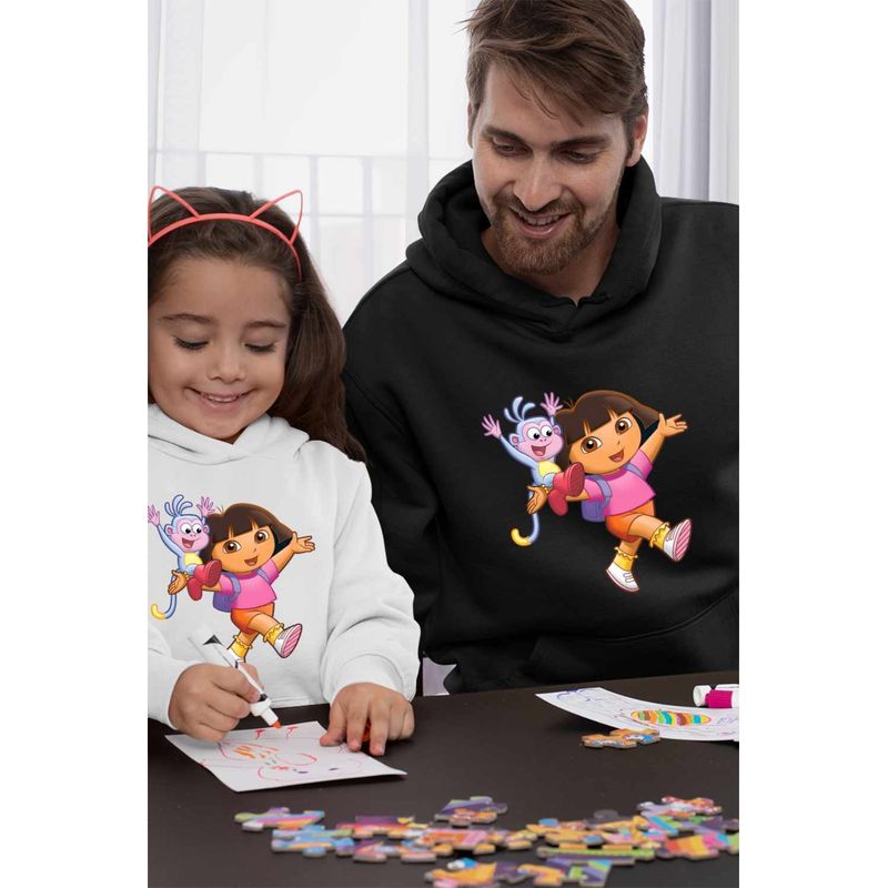 Fashion, accesorii si bijuterii - Barbati - Imbracaminte - Hanorace barbati - Hanorac Barbati Dora Explorer Maimuta Aventuri, negru, marime S - Infinity.ro