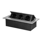 Casa si Gradina - Electrice - Prize - Priza mobilier incastrabila ORNO OR-GM-9032(GS)/G, 3 prize Schuko, 3680W, 16A, argintiu/negru - Infinity.ro