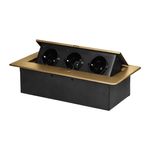 Casa si Gradina - Electrice - Prize - Priza mobilier incastrabila ORNO OR-GM-9032(GS)/C, 3 prize Schuko, 16A, 3680W, Aurie/Negru - Infinity.ro