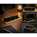 Casa si Gradina - Electrice - Prize - Priza mobilier incastrabila ORNO OR-GM-9032(GS)/C, 3 prize Schuko, 16A, 3680W, Aurie/Negru - Infinity.ro