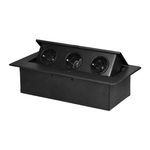 Casa si Gradina - Electrice - Prize - Priza incastrabila mobilier ORNO OR-GM-9032(GS)/B, 3 prize Schuko, 16A, 3680W, neagra - Infinity.ro