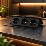 Casa si Gradina - Electrice - Prize - Priza incastrabila mobilier ORNO OR-GM-9032(GS)/B, 3 prize Schuko, 16A, 3680W, neagra - Infinity.ro