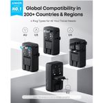 Casa si Gradina - Electrice - Accesorii electrice - Accesorii prize si intrerupatoare - Adaptor de calatorie Anker Nano Travel Adapter 5 in 1, 20W, 2x USB-C, 2x USB-A, Negru - Infinity.ro
