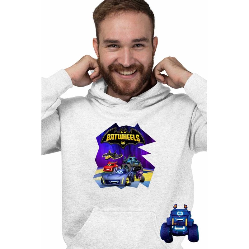 Fashion, accesorii si bijuterii - Barbati - Imbracaminte - Hanorace barbati - Hanorac Barbati Batwheels Dream Team Batroti Batman Robin, alb, marime M - Infinity.ro