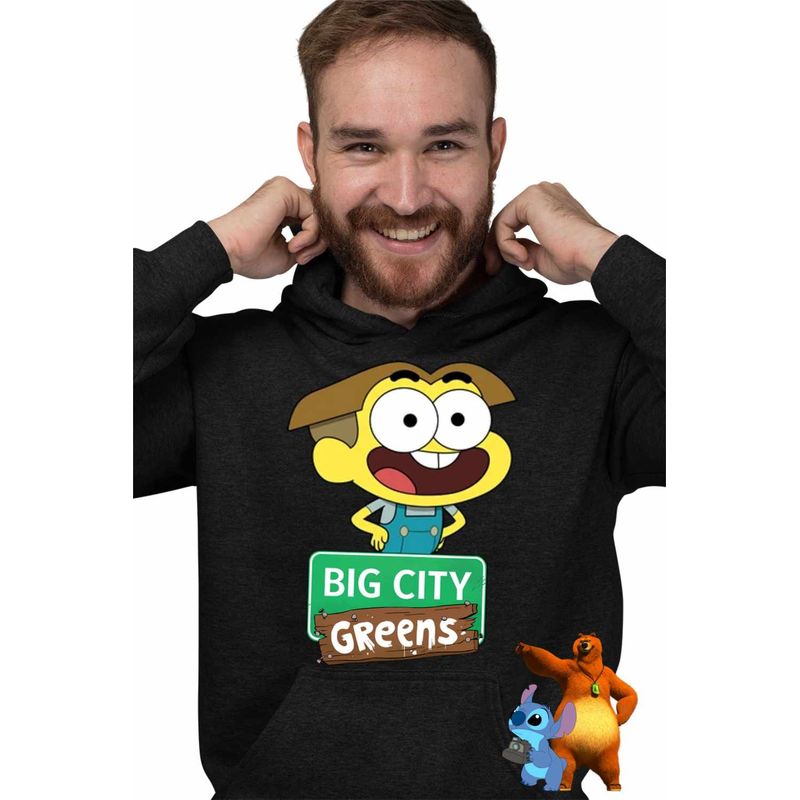 Fashion, accesorii si bijuterii - Barbati - Imbracaminte - Hanorace barbati - Hanorac Barbati Familia Green Cricket Big City Greens, negru, marime S - Infinity.ro